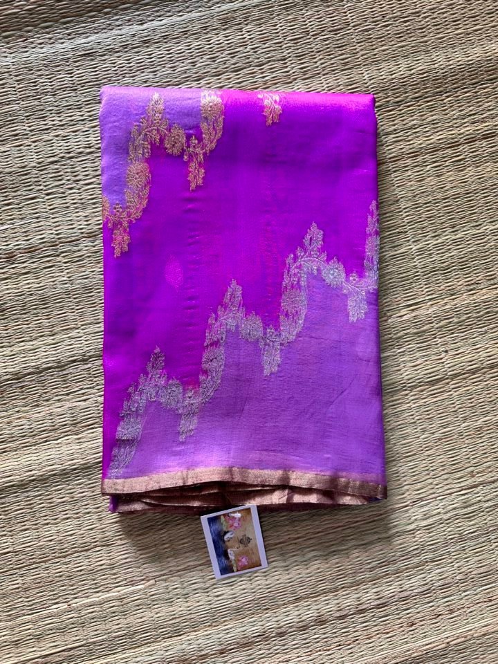 Banarasee Handwoven Soft Semi Silk Saree With Shibori Design-Pink & Wh