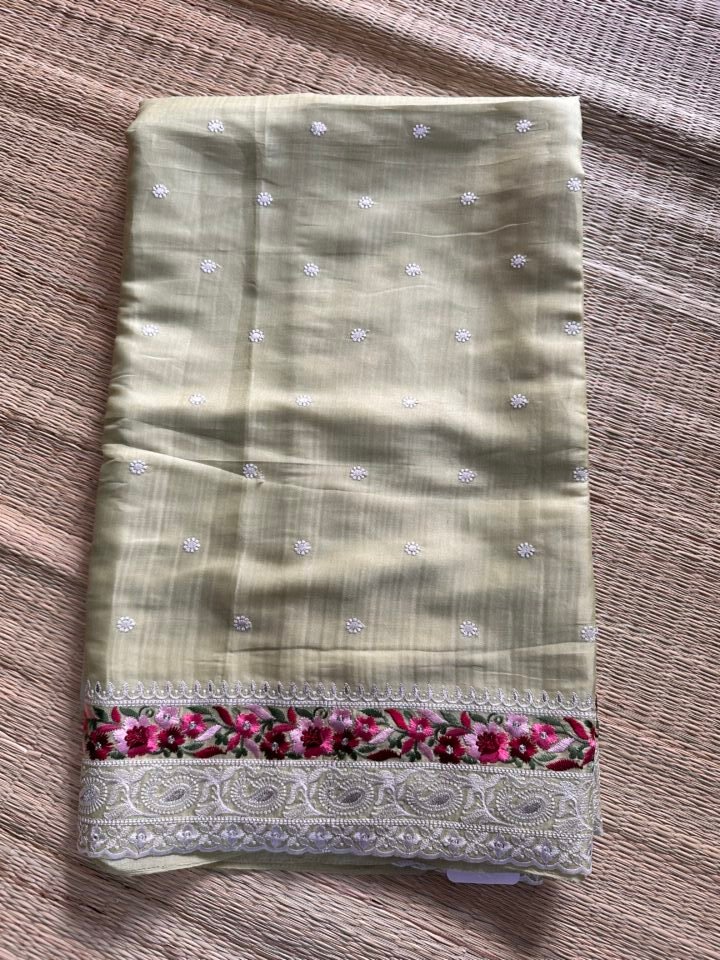 Grey Printed Semi Tussar Silk Saree - Shrees Boutique